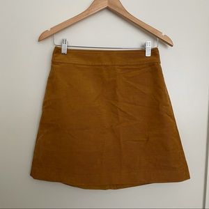 JCrew mini mustard yellow corduroy skirt